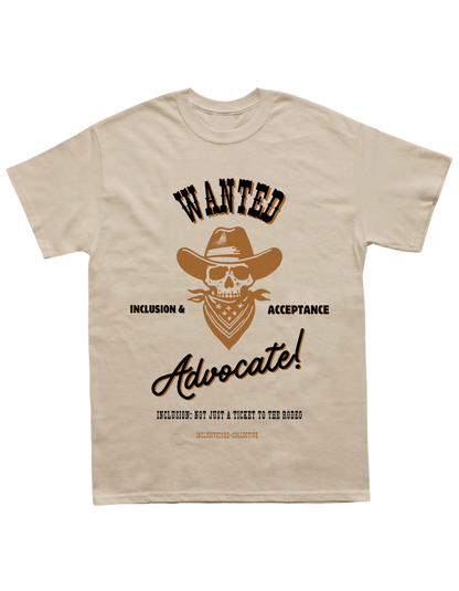 WANTED - Sand with Black Font Adult Unisex Tee